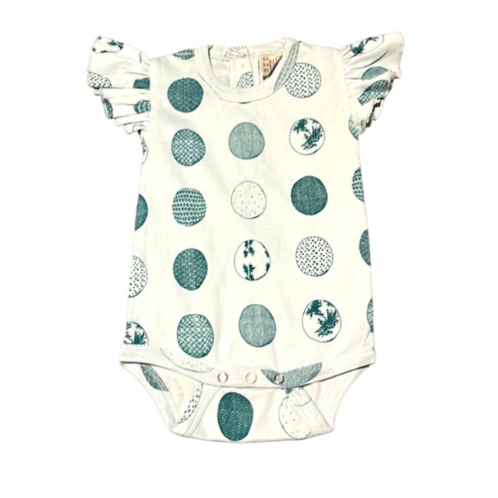New Kate Quinn Ruffle Flounce Sleeve Onesie Robin’s Egg Blue 6-12 Month NWOT